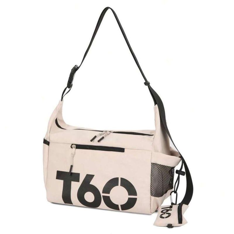 Bolsa Esportiva Transversal Nylon Único Bege com Nécessaire Porta Objetos Unissex