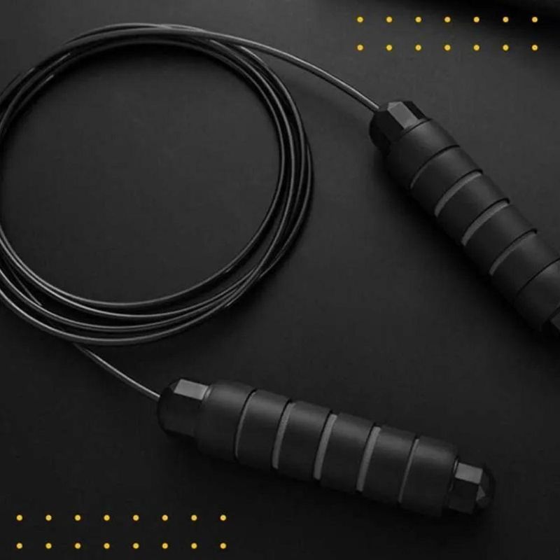 Corda de Pular Ajustável 2,8m Fitness Treino Funcional Rolamentos de Esferas Preto Único