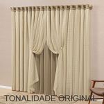 Cortina Canaã Linha Nobre para Varão Poliéster para Decoração Marrom