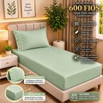 Jogo de Cama Quality Solteiro 2 Peças Micropercal 600 Fios Verde Claro Casa Show Enxovais