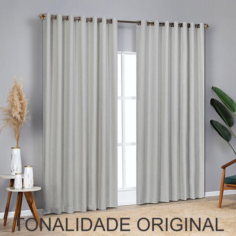 Cortina Blackout Linho para Varão Linha Nobre Poliéster para Sala Cinza