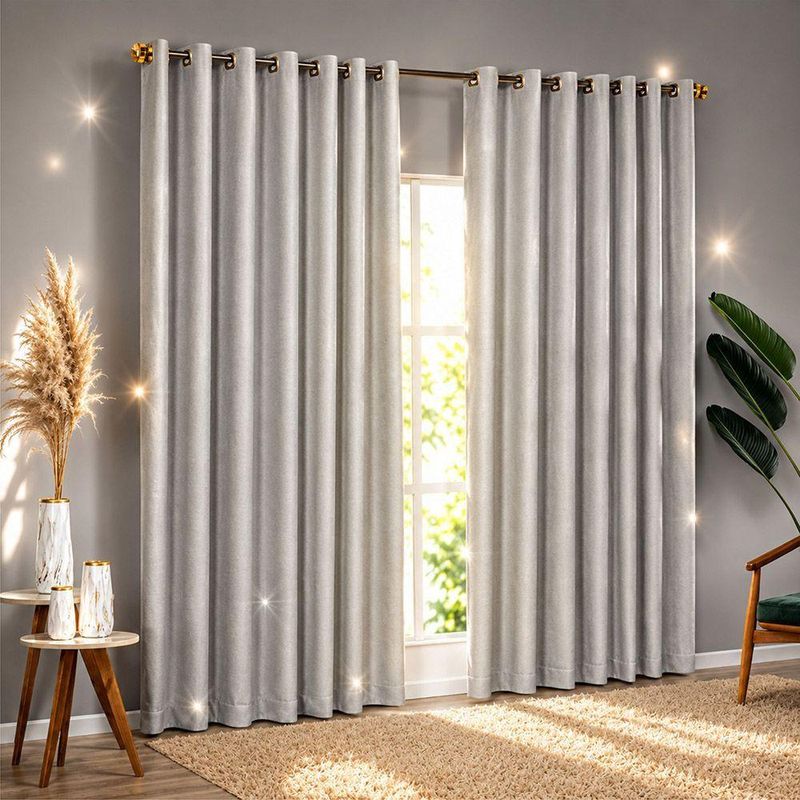 Cortina Blackout Linho para Varão Linha Nobre Poliéster para Sala Cinza