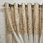 Cortina Fenomenal para Varão Xale Bordado Poliéster para Decoração Bronze