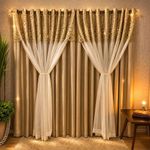 Cortina Fenomenal para Varão Xale Bordado Poliéster para Decoração Bronze