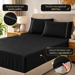 Jogo de Cama Lençol Quality King 3 Peças Micropercal 600 Fios Preto Casa Show Enxovais