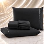Jogo de Cama Lençol Quality King 3 Peças Micropercal 600 Fios Preto Casa Show Enxovais