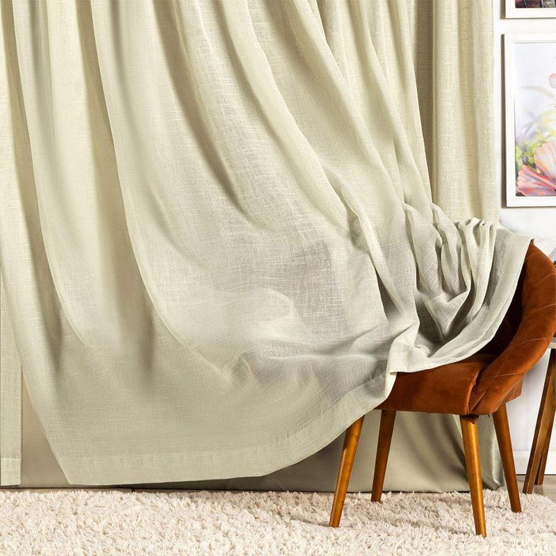 Cortina Marrye para Varão 2,00m X 1,70m Poliéster para Decoração Amarelo