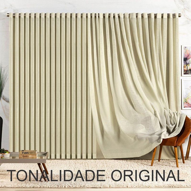 Cortina Marrye para Varão 2,00m X 1,70m Poliéster para Decoração Amarelo
