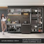 Armário de cozinha completa suspenso 300cm cinza nimes madesa 07