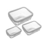 3 potes herméticos com tampa lyor de vidro 1l/640ml/370ml