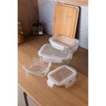 3 potes herméticos com tampa lyor de vidro 1l/640ml/370ml
