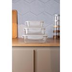 3 potes herméticos com tampa lyor de vidro 1l/640ml/370ml