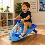 Carrinho Drift Infantil Super-car Giratório Rolimã com Volante 360 graus  Rodas com LED Azul Unitoys