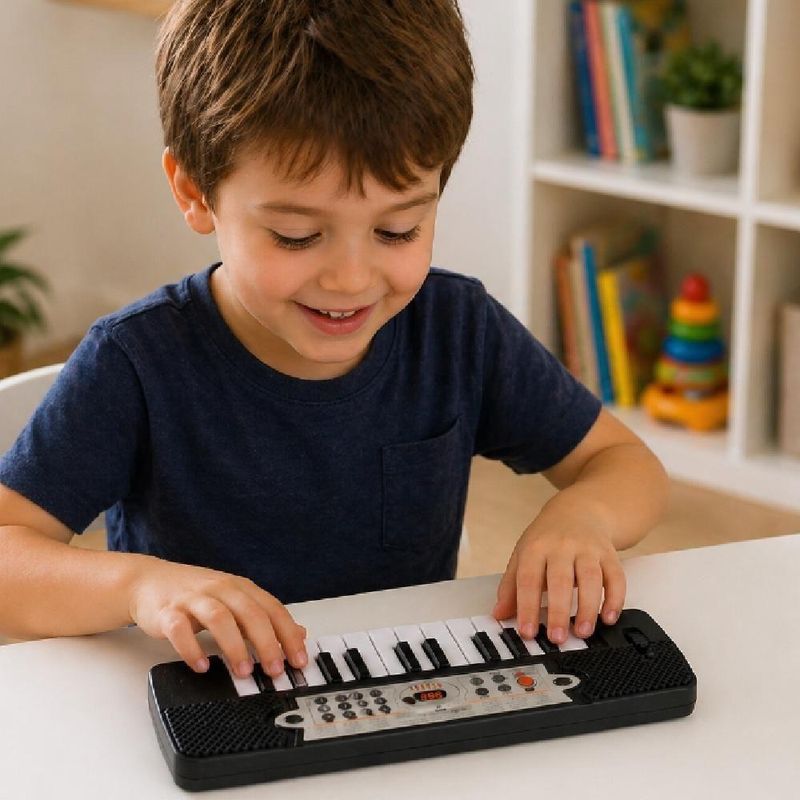 Piano Infantil Teclado Musical Brinquedo Educativo Amarelo Yeet