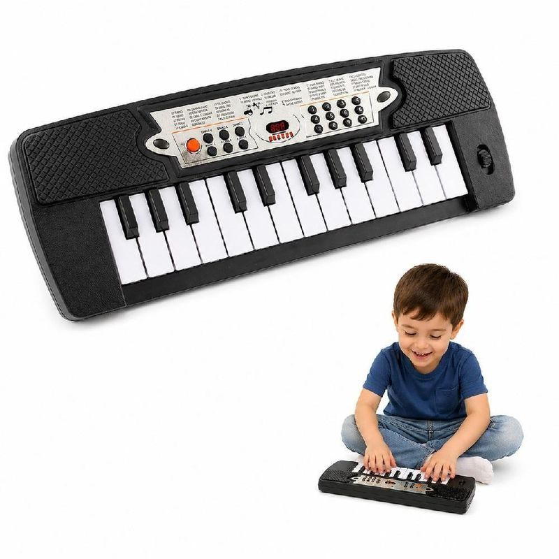 Piano Infantil Teclado Musical Brinquedo Educativo Amarelo Yeet