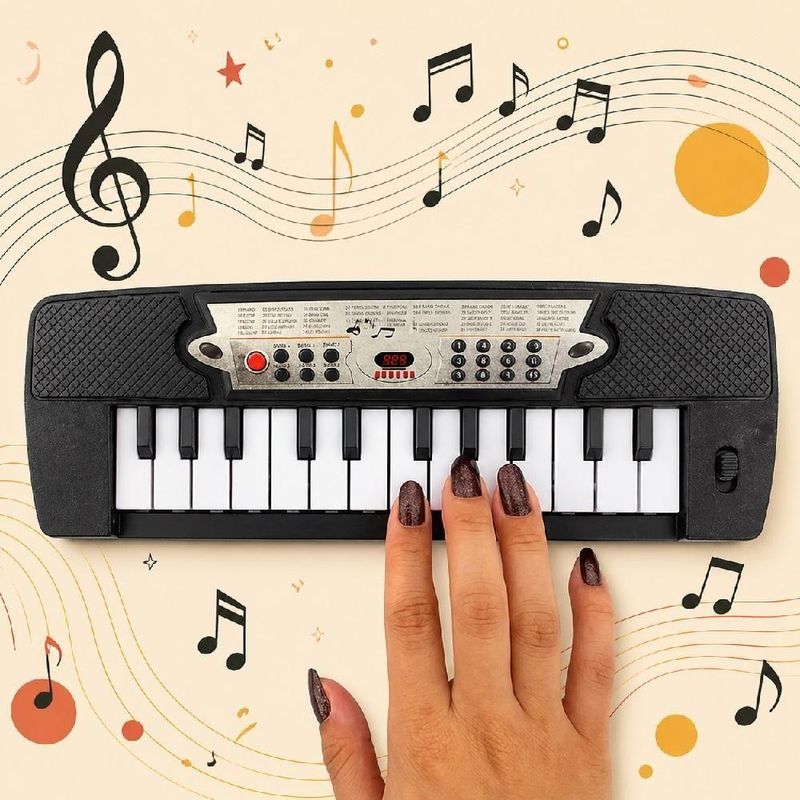 Piano Infantil Teclado Musical Brinquedo Educativo Amarelo Yeet