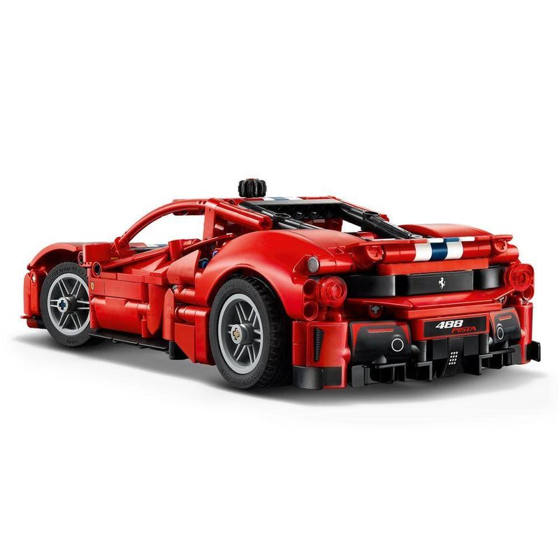 Kit de Modelo de Construção Ferrari 488 Pista com Motor V8 Vermelho Lego 882 PEÇAS