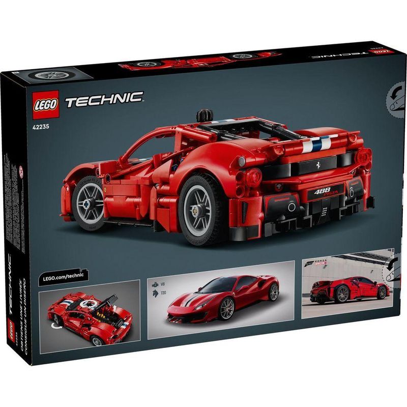 Kit de Modelo de Construção Ferrari 488 Pista com Motor V8 Vermelho Lego 882 PEÇAS
