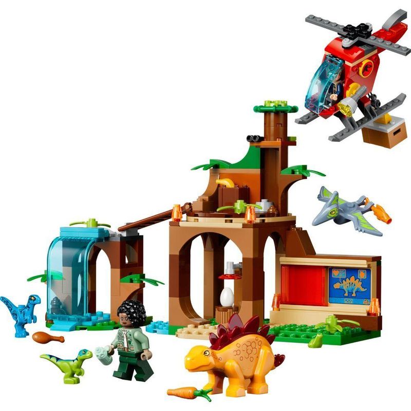 Brinquedo de Construção Lego 77981 Resgate de Velociraptor Estegossauro e Pteranodonte Marrom Lego