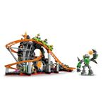 Conjunto de Construção Parque de Montanhas-russas Lava Land com Loop e Rocha de Lava Móvel Amarelo