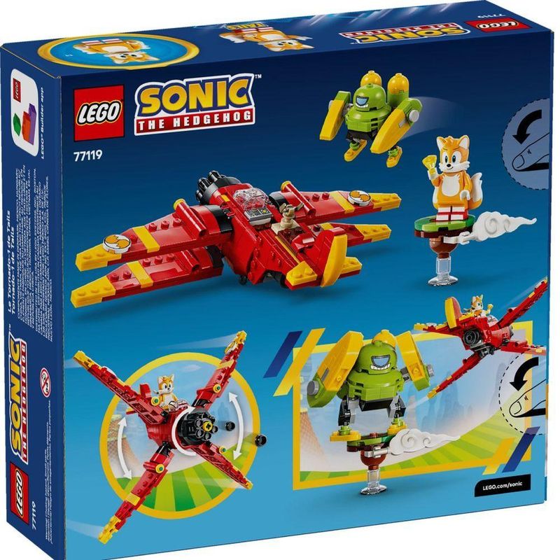 Conjunto de Construção Tornado-1 de Tails Avião Biplano com Asas Móveis Vermelho Lego 310 Peças