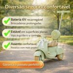 Moto Elétrica Infantil 6V com Empurrador Bateria Recarregável Verde Unitoys