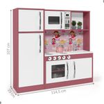 Armário Infantil Aquarel Cozinha com Refrigerador Lux 5 Portas MDF 15mm 114CM Branco e Rosa