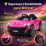 Carro Elétrico Infantil Mini Esportivo Mc Laren Tração Suave Assento Anatômico Rosa Unitoys