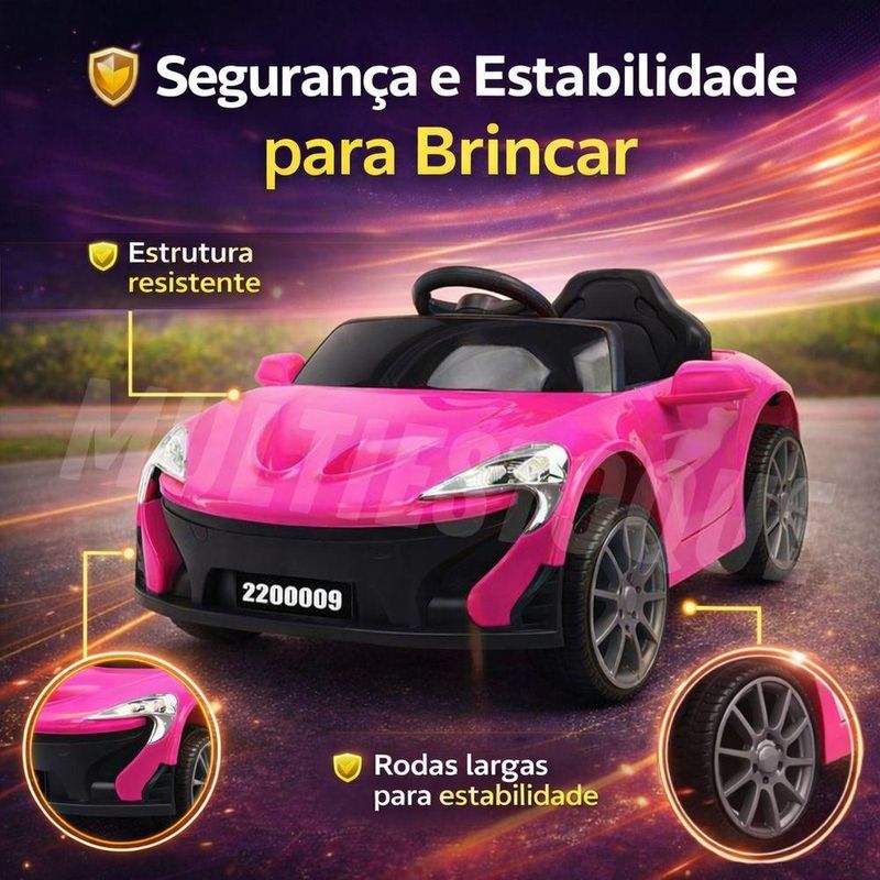 Carro Elétrico Infantil Mini Esportivo Mc Laren Tração Suave Assento Anatômico Rosa Unitoys