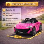 Carro Elétrico Infantil Mini Esportivo Mc Laren Tração Suave Assento Anatômico Rosa Unitoys
