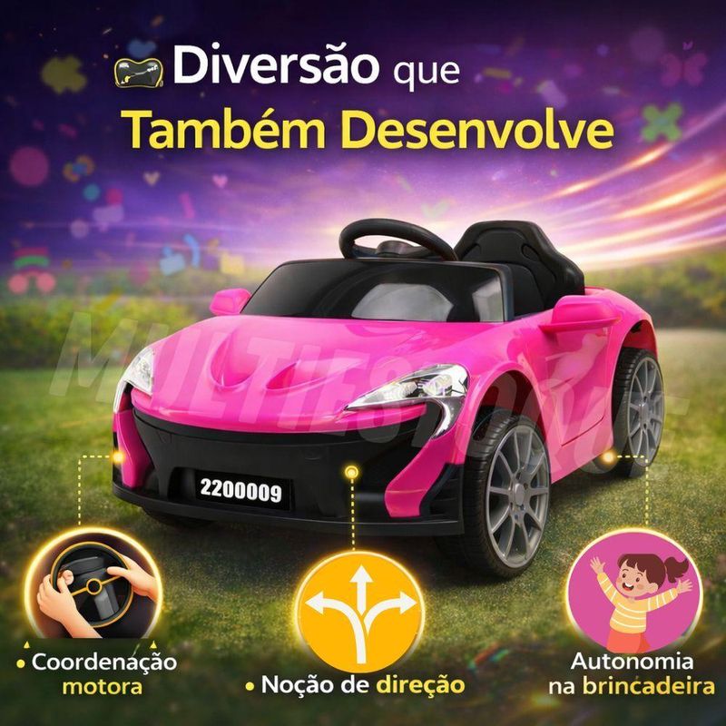 Carro Elétrico Infantil Mini Esportivo Mc Laren Tração Suave Assento Anatômico Rosa Unitoys