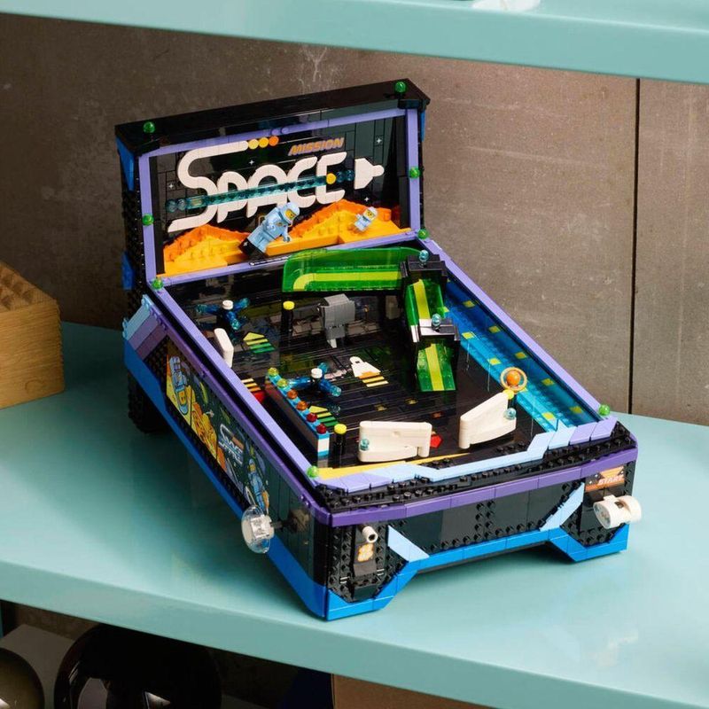 Máquina de Pinball 11374 Funcional Azul Lego Icons Arcade Conjunto de 2274 Peças