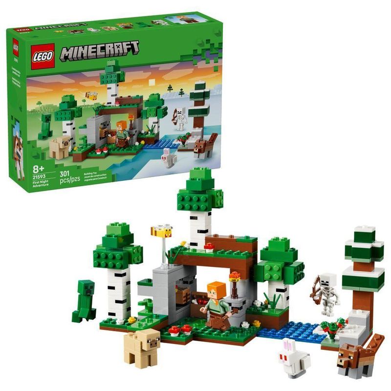 Brinquedo de Construção Aventura da Primeira Noite Minecraft com Função de Explosão Verde Lego