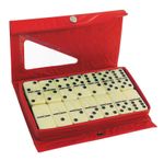 Jogo dominó 28 peças com estojo vermelho western