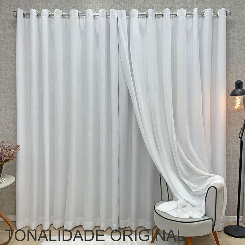 Cortina Athenas para Varão 3,00m X 2,50m Poliéster para Decoração Branca
