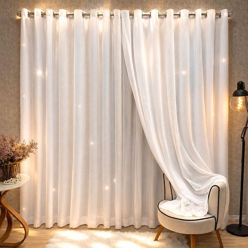 Cortina Athenas para Varão 3,00m X 2,50m Poliéster para Decoração Branca