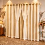 Cortina Realeza para Varão 2,00m X 1,70m Poliéster para Decoração Bege