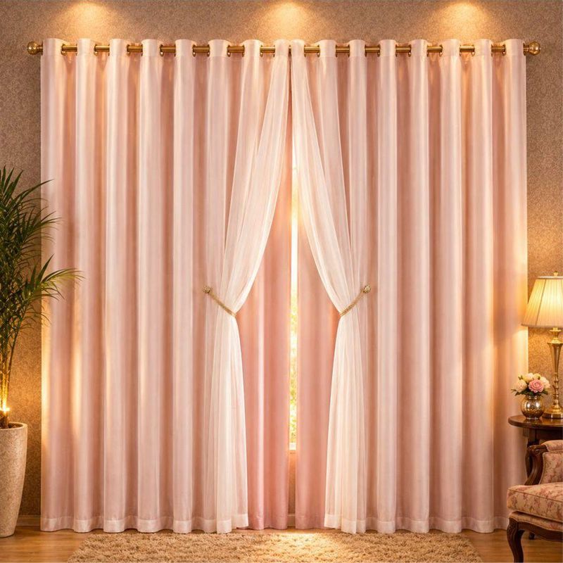 Cortina Egito para Varão 2,00m X 1,70m Poliéster para Decoração Rosê