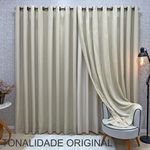 Cortina Athenas para Varão 4,00m X 2,70m Poliéster para Decoração Bege