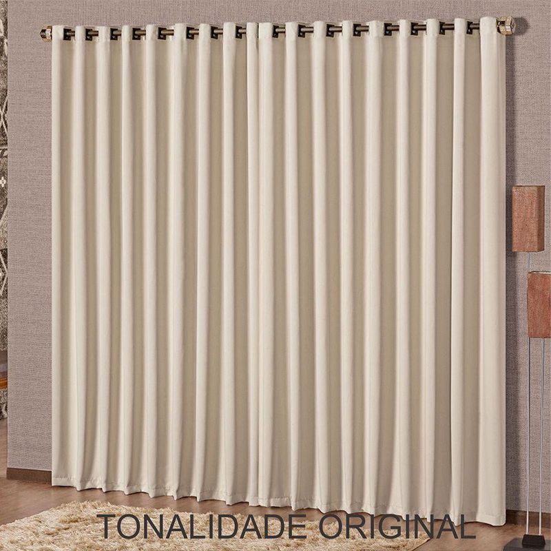 Cortina Corta Luz Linha Nobre Poliéster para Sala Bege