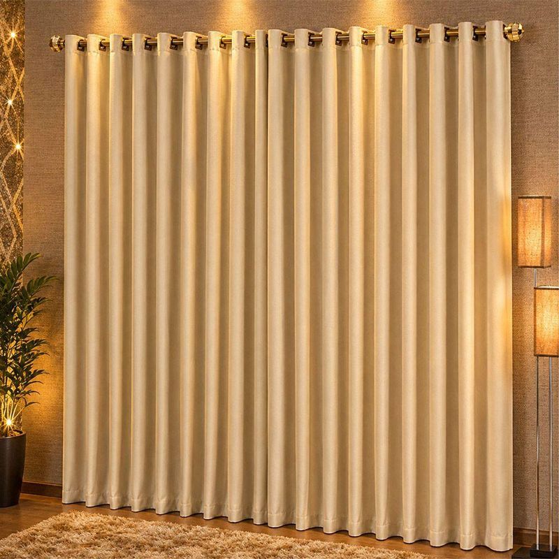 Cortina Corta Luz Linha Nobre Poliéster para Sala Bege
