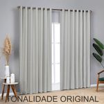 Cortina Blackout Linho para Varão Poliéster Cinza