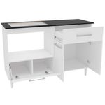 Balcão para cooktop de 4 bocas politorno cidra com nicho para micro-ondas, 3 portas e 1 gaveta - branco/preto