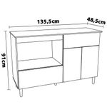 Balcão para cooktop de 4 bocas politorno cidra com nicho para micro-ondas, 3 portas e 1 gaveta - branco/preto