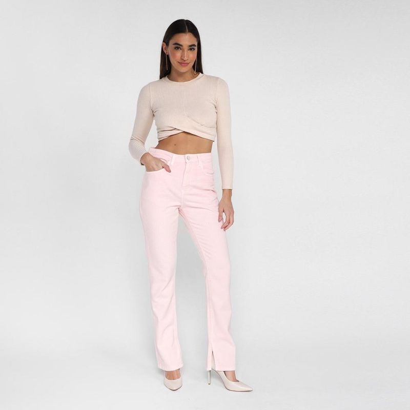 Calça boot cut sawary com fenda feminina