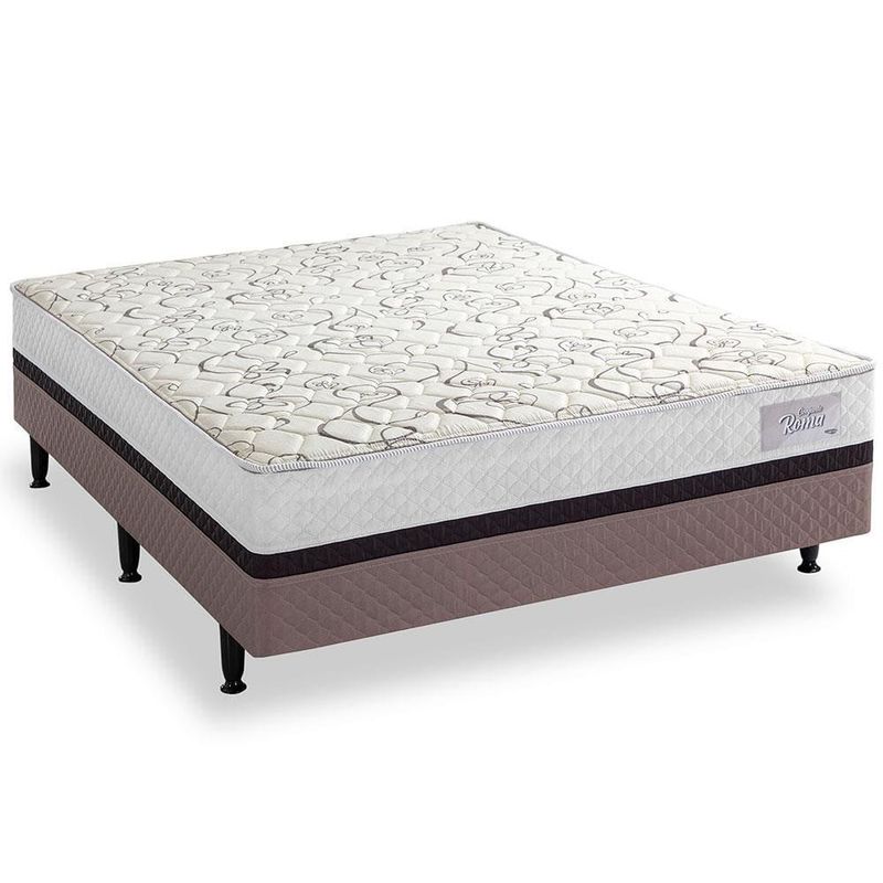 Cama box conjugada casal herval roma ortopédico espuma d20 e tecido poliéster 53x138x188cm - marrom/bege/branco