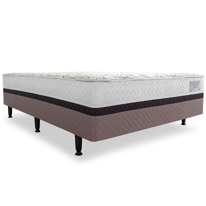 Cama box conjugada casal herval roma ortopédico espuma d20 e tecido poliéster 53x138x188cm - marrom/bege/branco