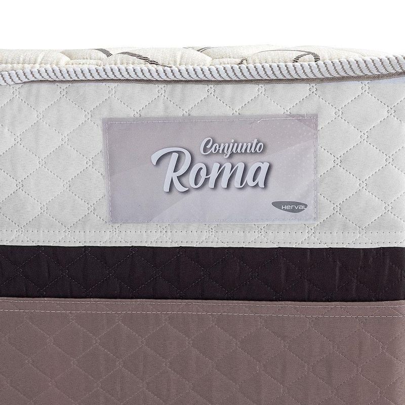Cama box conjugada casal herval roma ortopédico espuma d20 e tecido poliéster 53x138x188cm - marrom/bege/branco