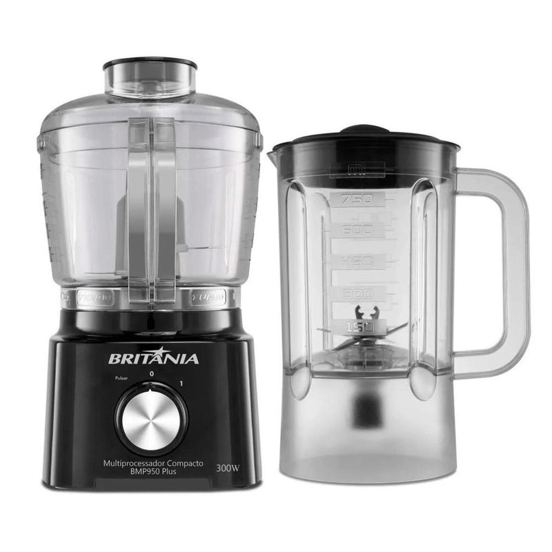 Multiprocessador britânia 2 em 1 compacto bmp950 plus 300w tecnologia pro maxx preto