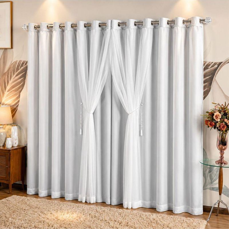 Cortina Realeza para Varão 3,00m X 2,50m Poliéster para Decoração Gelo